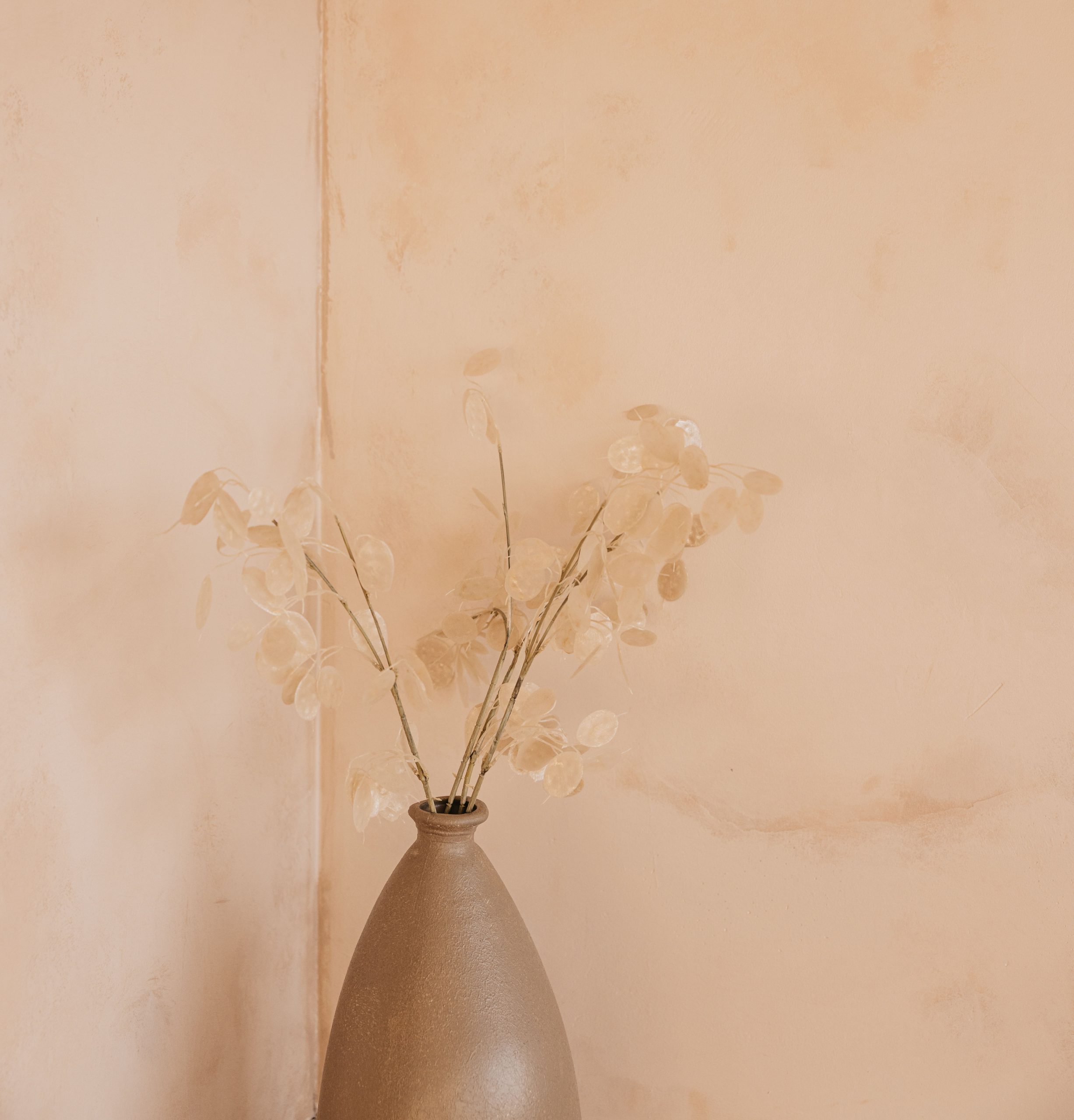 Mur avec enduit décoratif beige à effet de matière