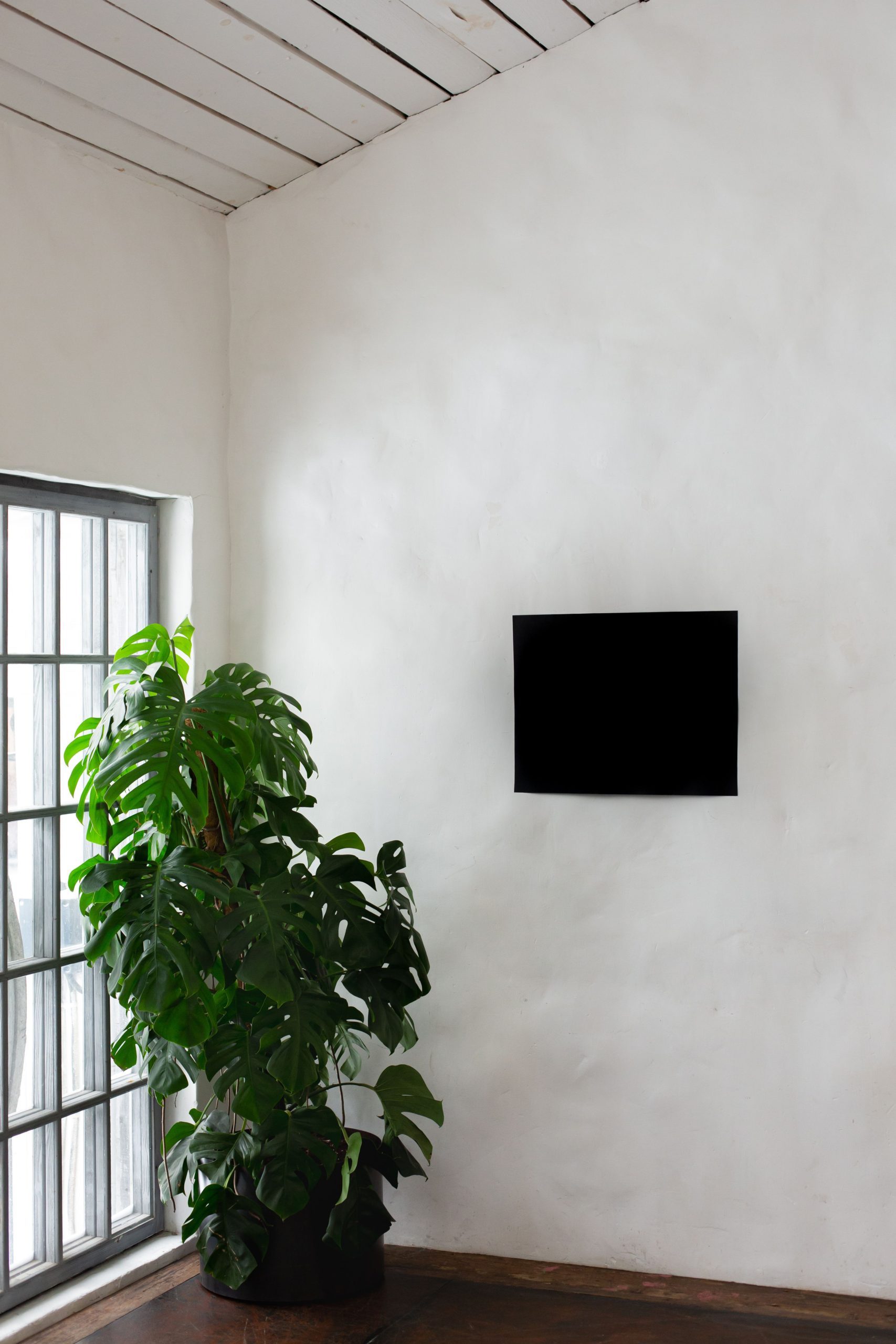 Mur clair avec finition à la chaux dans intérieur contemporain